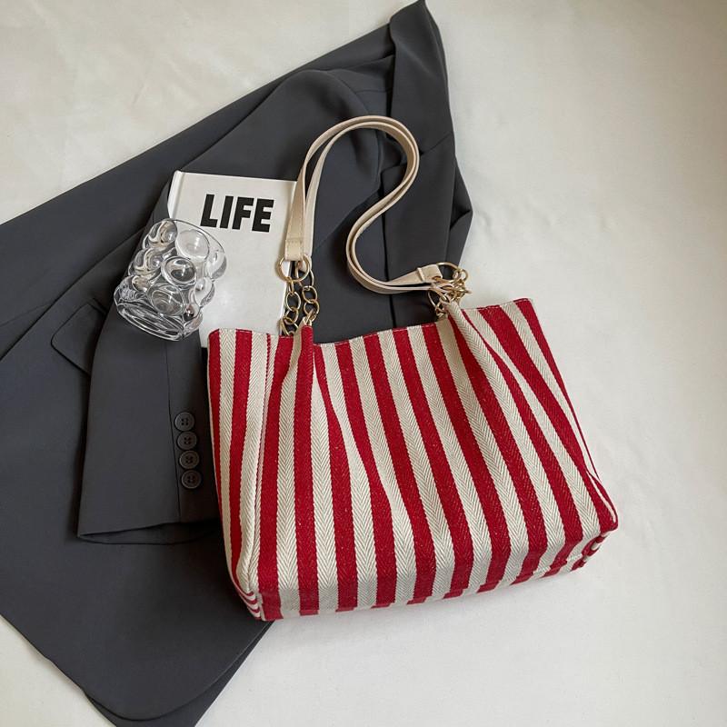 

2024 New Stylish Temperament Big Capacity Single Shoulder Bag Trendy Canvas Tote Bag червоний