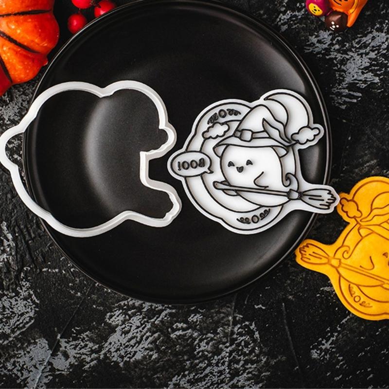 Plastic Baking Cookie Molds With Specter Design Halloween Party Pastry Making Kitchen Utensils For Family Activity
