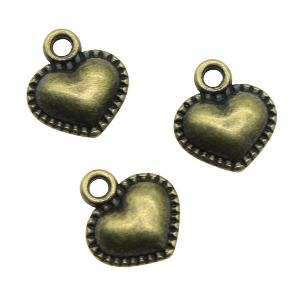 

10шт Сердце Шармы Шармы Античная бронза Цвет цинковый сплав 13X11mm