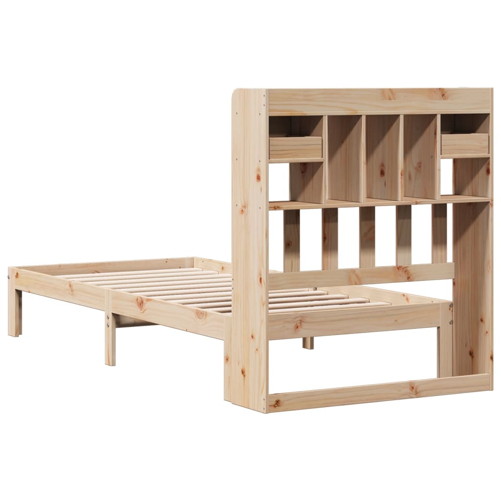 Vidaxl Bed With Shelf, Without Mattress, 90X200 Cm, Pine