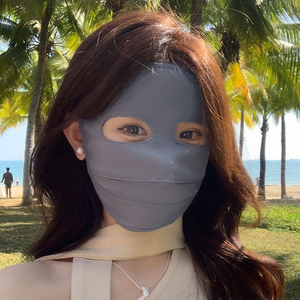 Solid Color Sunscreen Mask Sunscreen Face Scarf Face Cover Breathable Ice Silk Mask  Golf