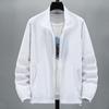 Men Outdoor Jacket Long Sleeves Sun Protection Breathable Solid Color Zipper Closure Anti-UV Ultra-thin Plus Size Cycling Sports Sun Protection Coat