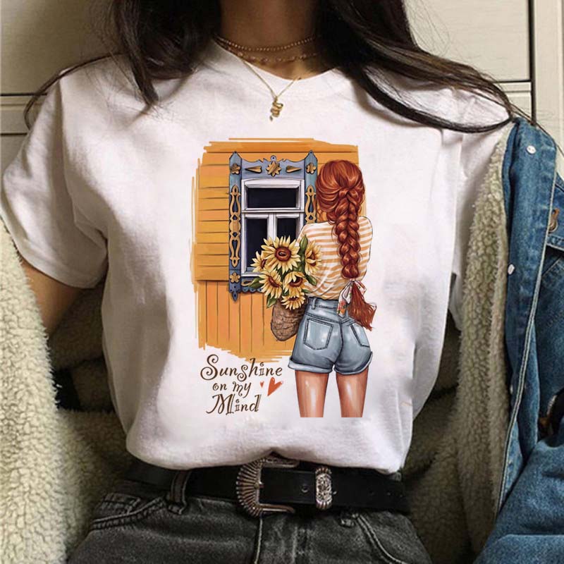Maycaur camiseta feminina casual nova engraçada mulher negra topo t harajuku 90s moda em torno do pescoço manga curta senhora t camisa roupas
