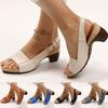 Women's Solid Color Chunky Heel Sandals with Buckle Design, Plus Size 35-43 Casual Daily Footwear