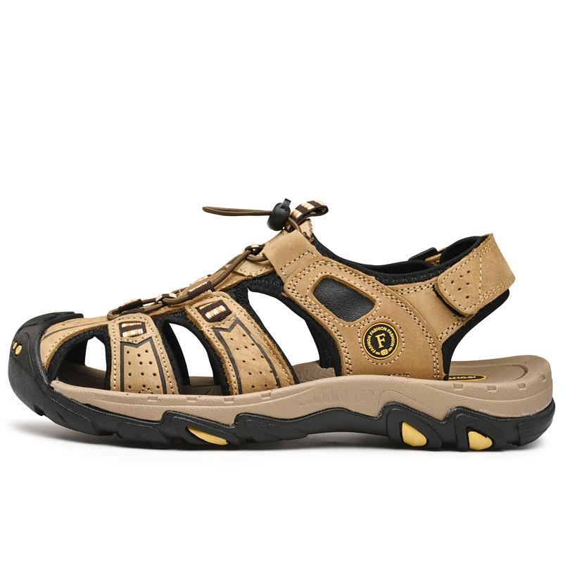 

Летняя мужская обувь 2024 года, мужские сандалии из натуральной кожи, мужские пляжные тапочки, мужские сандалии, большие размеры 38-46, пляжные сандалии 38 песочный