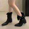 Fashion Eilyken Winter Vintage Fashion Fold Short Pointed Toe Women Ankle Boots Square Low Heels Booties Shoes Zapatos De Mujer