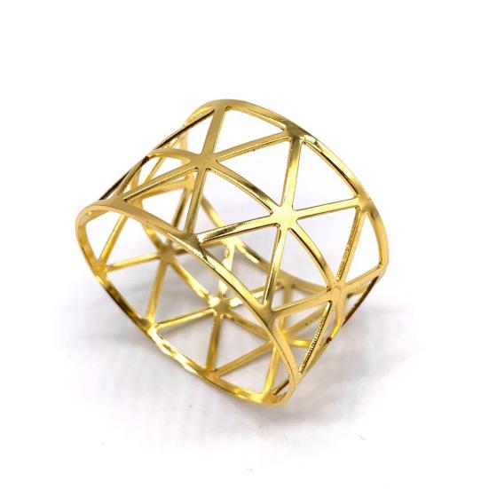 6/12Pcs Golden Napkin Rings Metal Hollow Triangle Circle Design Napkin Holders Buckles Family Dinner Wedding Party Table Decoration