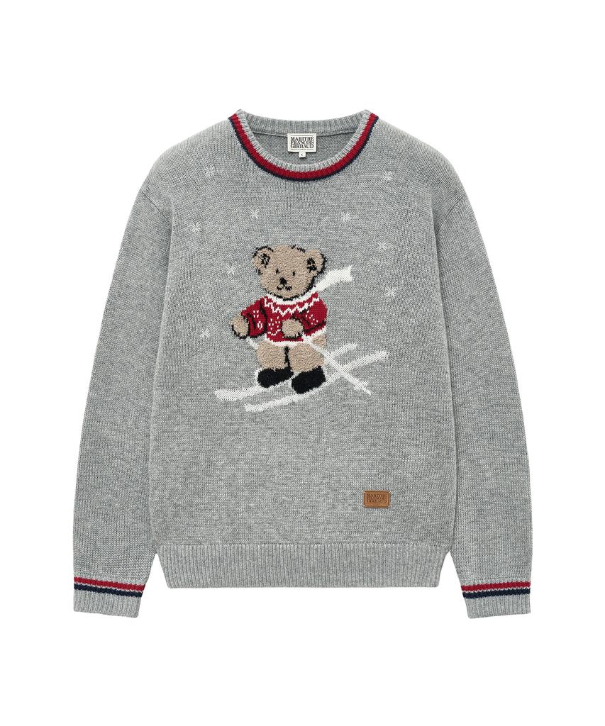 Malittepeulangsowajeobeo Ski Bear Sweater Gray