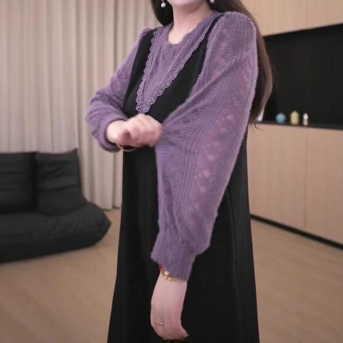 Spring Lace Plus Size Slimming Dress for Middle-Aged Women - Influencer Style