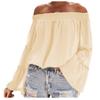 Fashion Flared Long-sleeved Chiffon Off-the-shoulder Neckline Hollow Loose Top