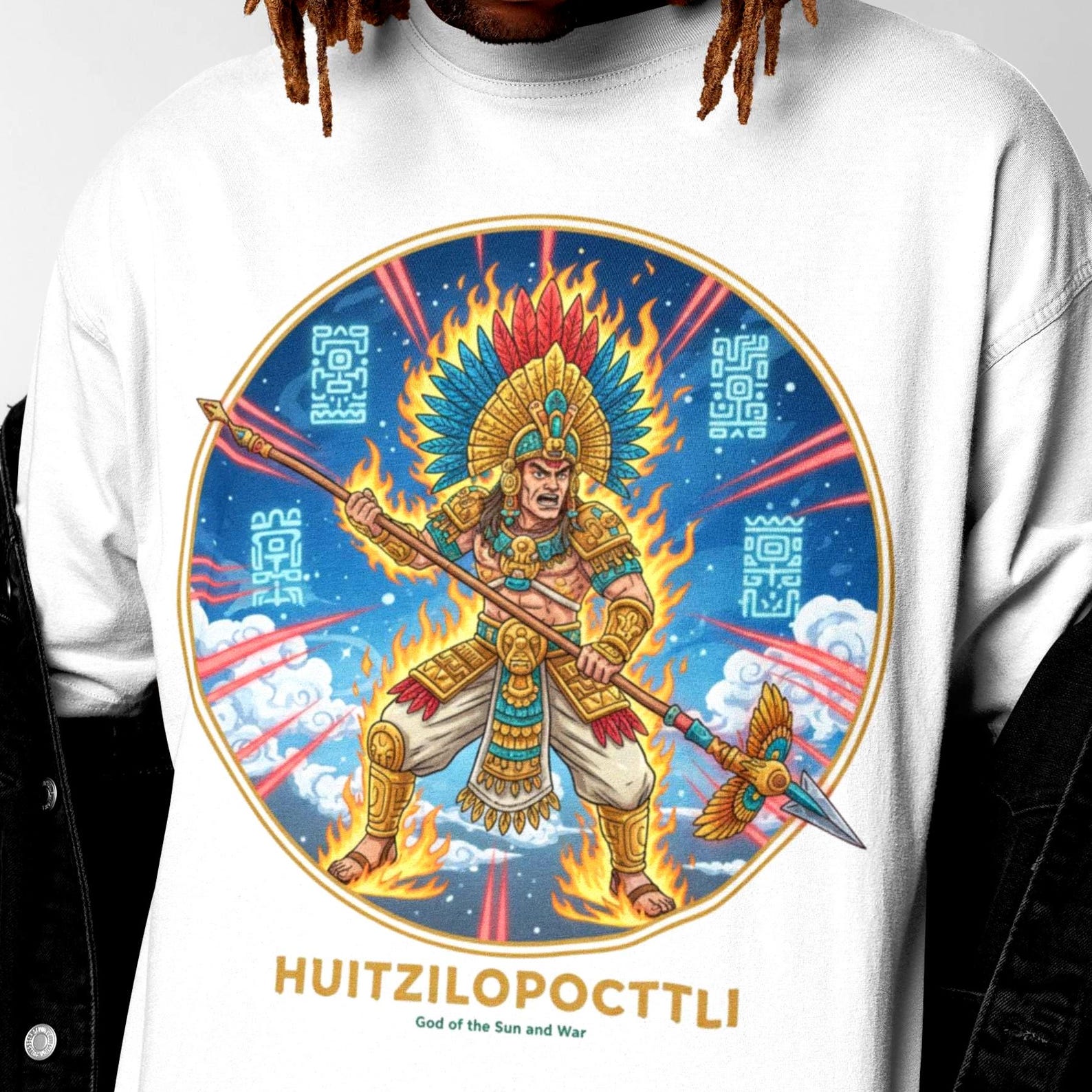 Huitzilopochtli T-Shirt | Aztec Mythology | Vintage Aztec God Tee L