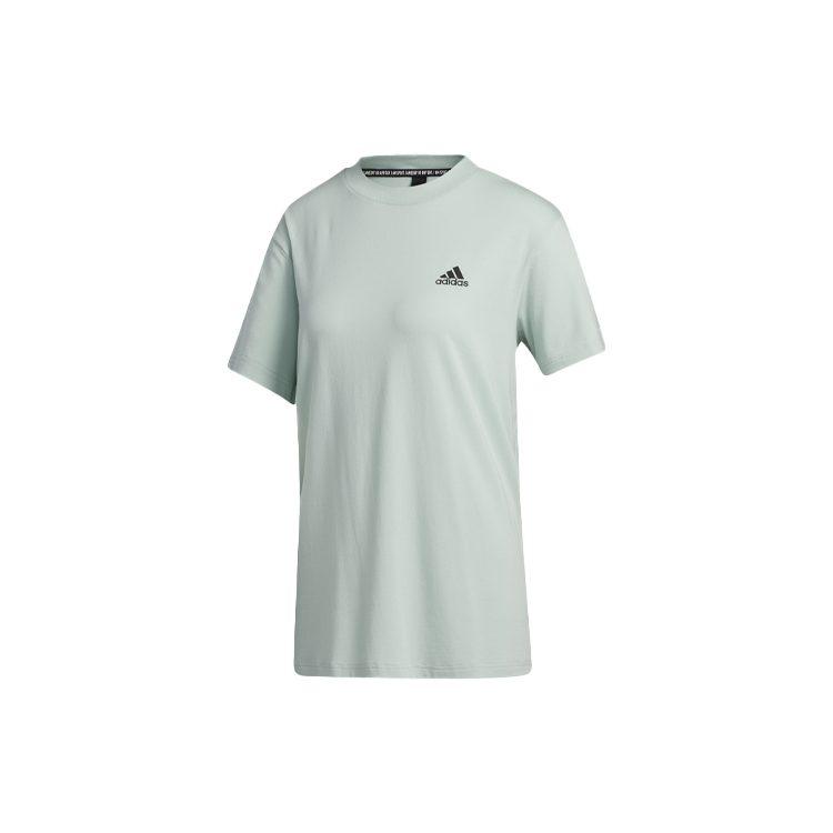 Adidas T Shirts Women's Light Green Crew Neck Moderate Straight Fit GH3801