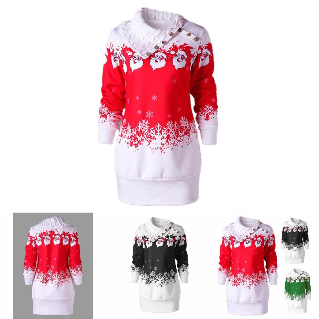 Festive Womens Christmas Jumper Mini Dress With Charming Santa Claus Design