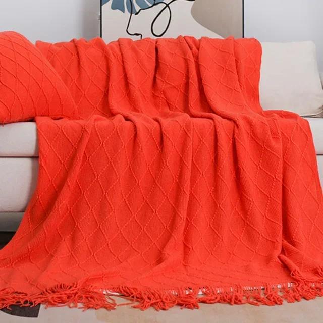 Nordische gestrickte TV-Decken Bettende Dekor Drop Shipping Schal Sofadecke mit Quasten Schal Sofa Nachahmung Fleece Überwurfdecke