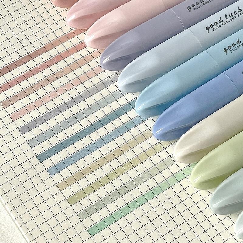 4pcs Morandi Color Dream Pastel Highlighter Pens Set Soft Tip Oblique Marker Liner for Drawing And Painting