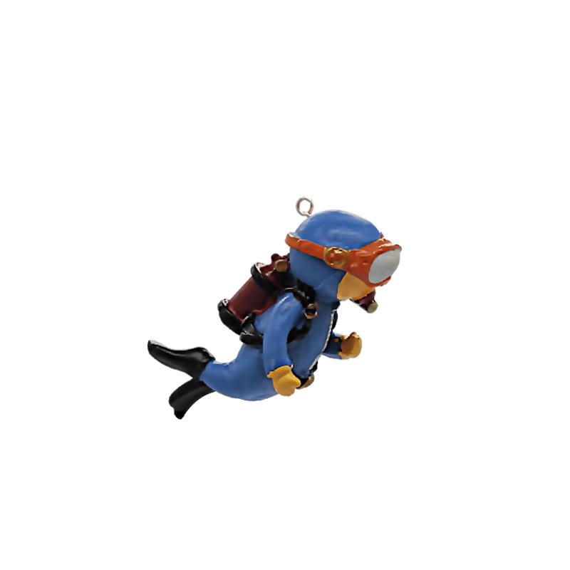 "Blue Diver Fish Tank Ornaments Set: Fat Man Figure & Floating Balls for Underwater Decor"