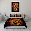 3Pcs Fiery Red Chinese Dragon Head Duvet Cover Set Black Base New Year Lucky Bedding Single Double King Queen Gift