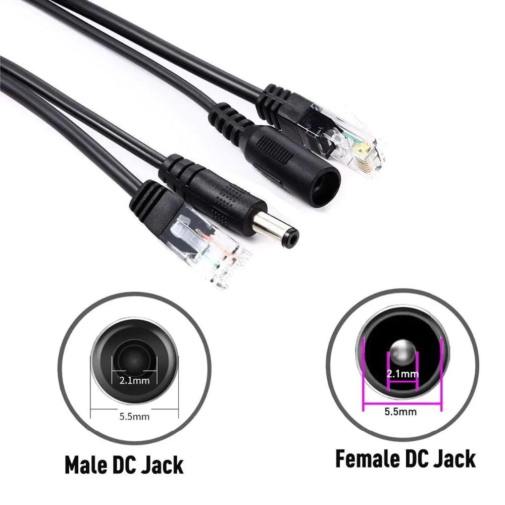 10pcs(5pair) POE Splitter POE Switch POE Cable Adapter Tape Screened 5V 12V 24V 48V Power Supply Cable 5.5*2.1mm