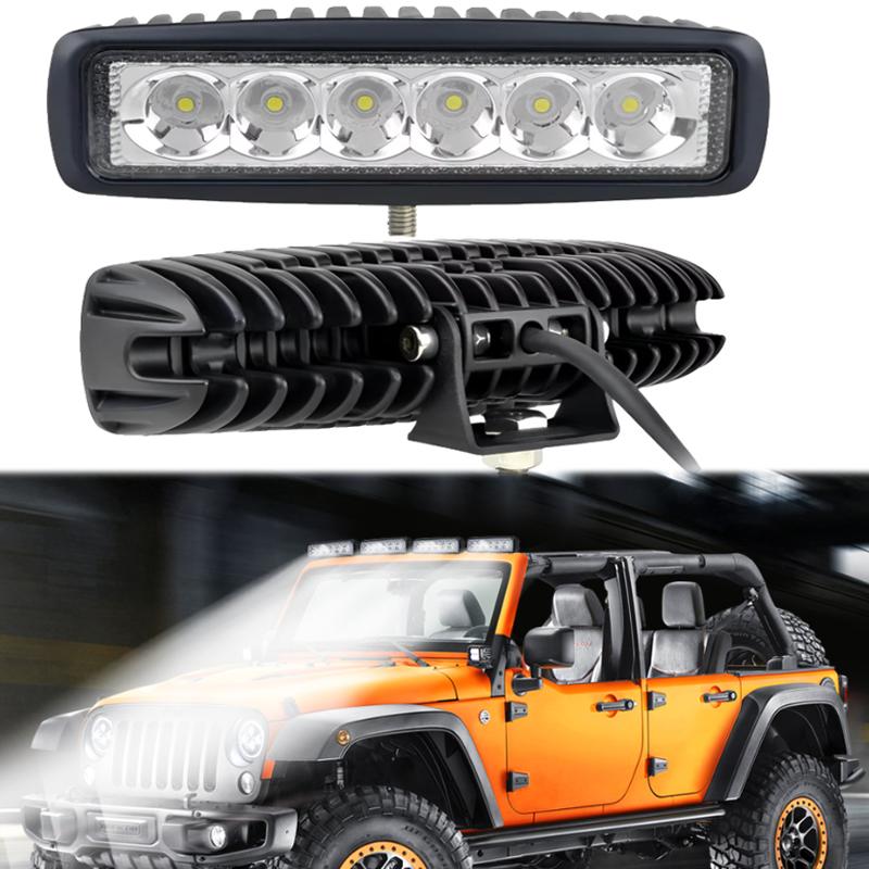 2PCS 18w 6 LED Car Work Light DRL Spotlight High Bright Waterproof Auto Offroad SUV Truck Headlights Driving Lamp 12V 24V 6000K