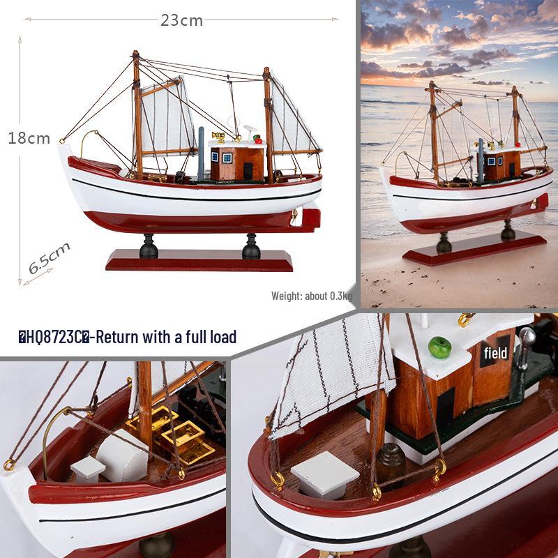 Handmade Wooden Sailboat Model - Smooth Sailing Decorative Craft Boat Birthday Gift