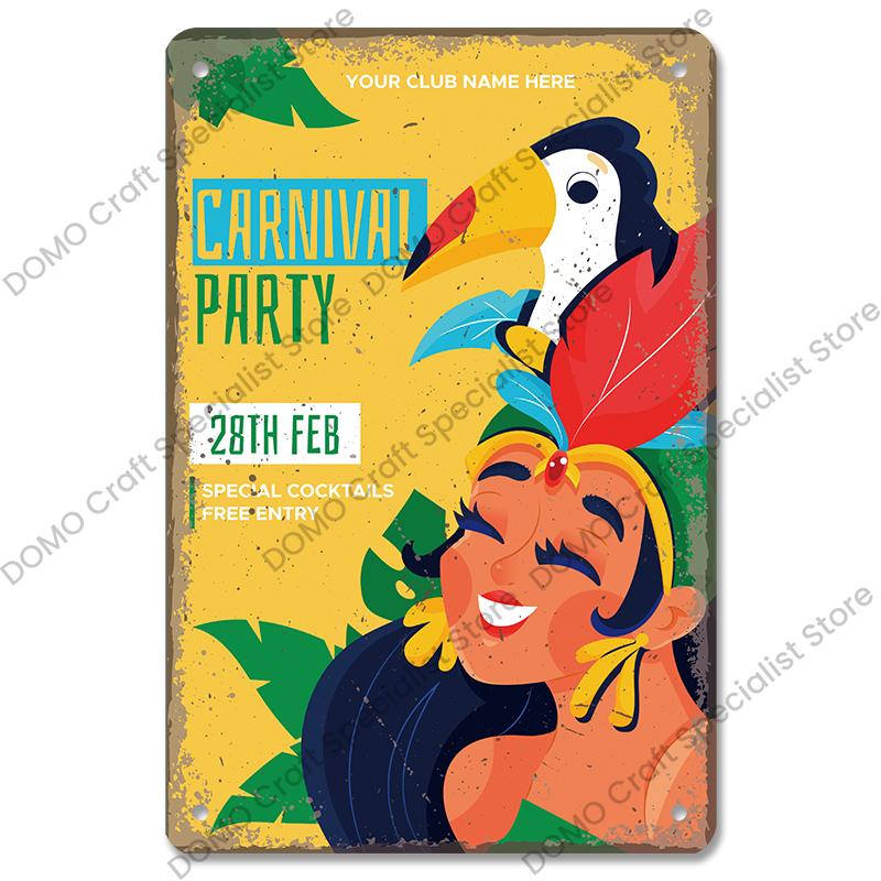 Brazil Travel Poster Country Flag Metal Tin Signs Retro Carnival Party Metal Plate Wall Decor For Bar Pub Club Home