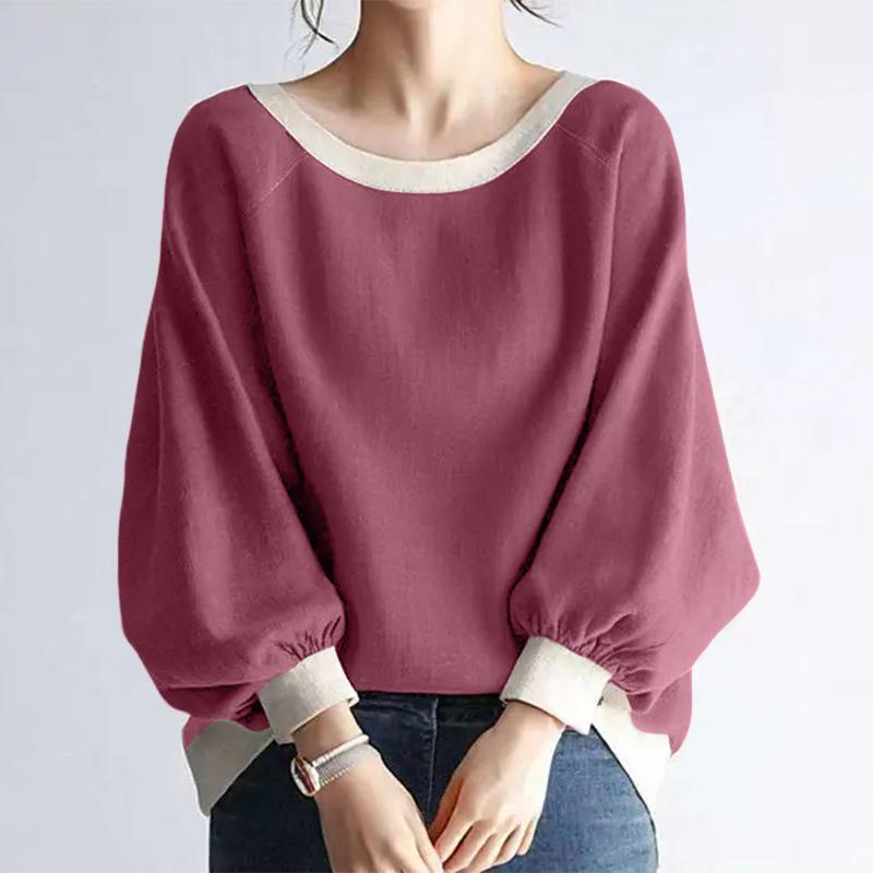 ZANZEA Dámská ležérní halenka s kulatým výstřihem a volným dlouhým rukávem