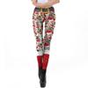 Womens Christmas Striped Print Slim Mid-Rise Leggings Cosplay Bottoms