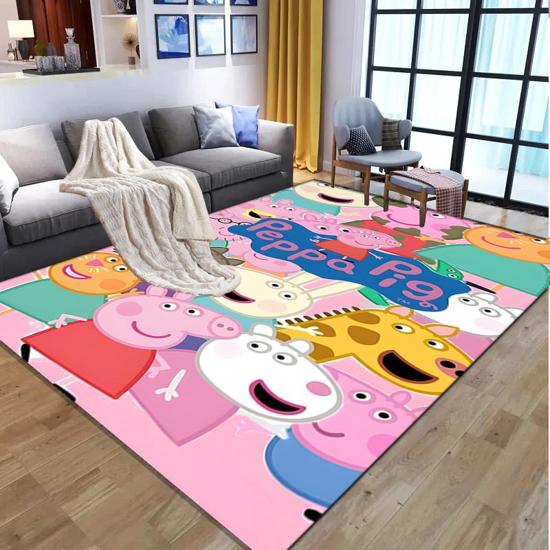 Peppa Pig Pattern Rug, Indoor/Outdoor Mat, for Picnic, Gameroom, Bedroom, Office, Living Room, Home Decor Carpet, Birthday Gift