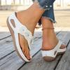 Women's Shoes TEMU Large Size Flip-flops Summer Fashion Flowers One Pedal Slope Heel Outside Wearing Cool Slippers Women