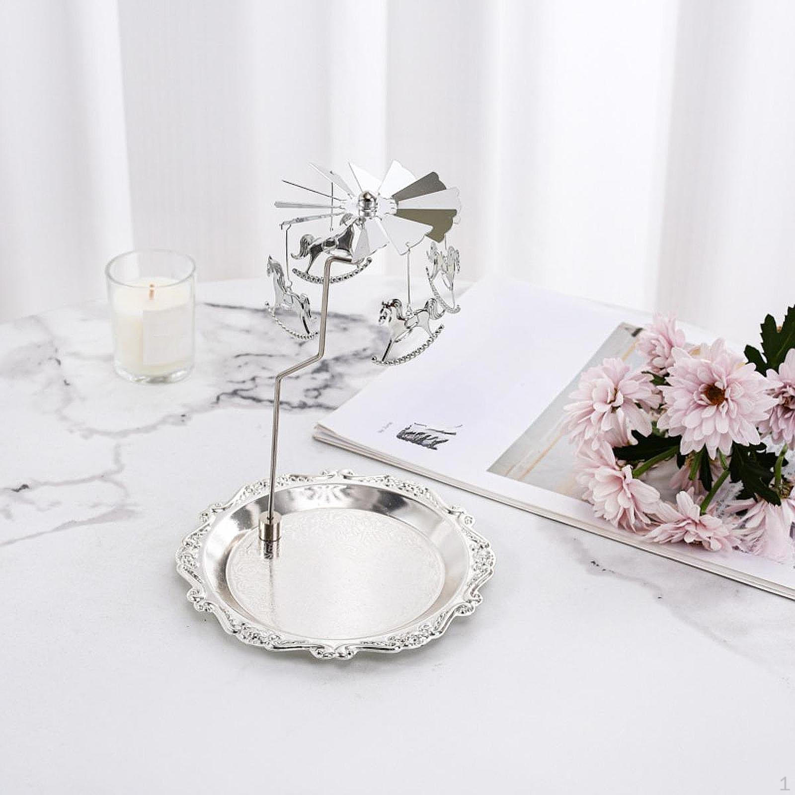 

Вращающийся подсвечник, элегантная декоративная подставка, чайная свеча для влюбленных Silver 4inch