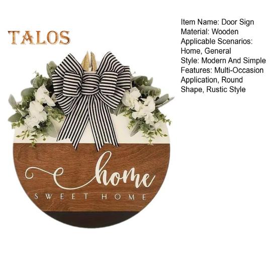 Wooden Welcome Sign Front Door Welcome Sign with Bow 12 Inches Diameter Round Sign for Home Front Porch Door Housewarming Gift