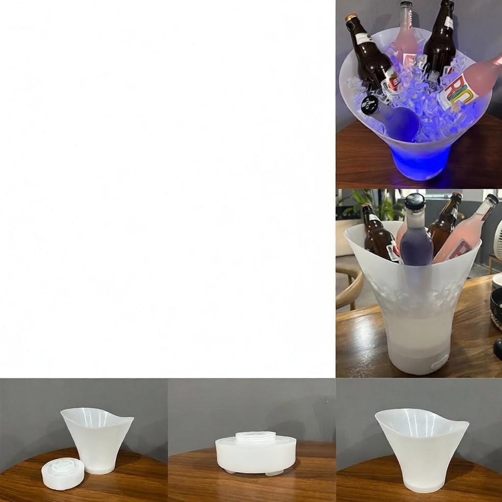 LED Ice Bucket with Bluetooth Speaker, Lighted Large Ice Bucket for Parties, Portable LED Liquor Bucket with Speaker, Beverage Tubs for Champagne