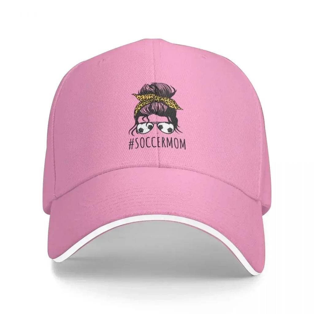 Soccer Mom With Leopard And Messy Bun Bucket Hat Baseball Cap Brand Unisex caps hats baseball cap Christmas hats Women hat Unisexs