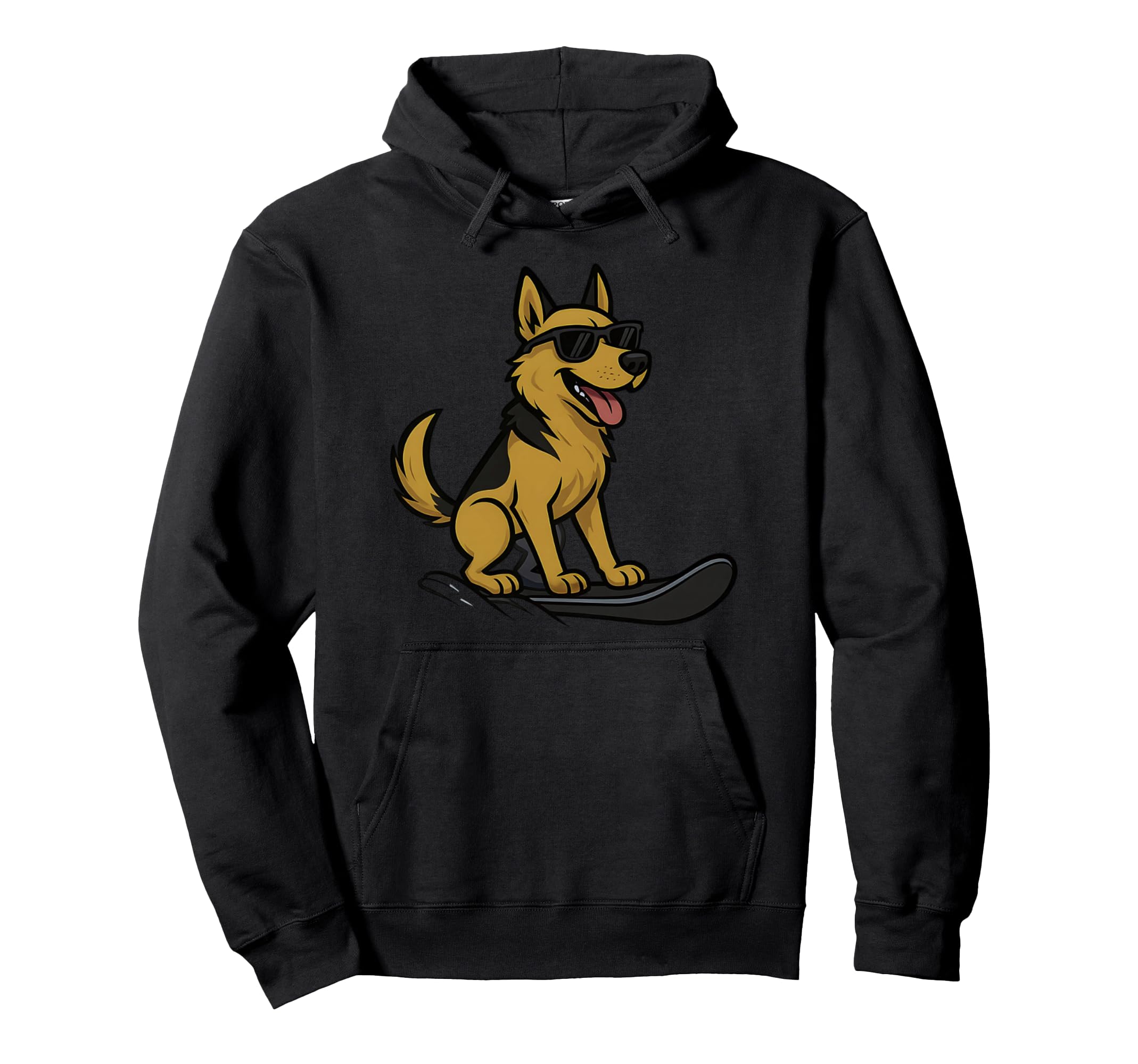 

Cool Shepherd Dog with Sunglasses Snowboarding Winter Snow Mountain Funny Anime-Style Hoodie