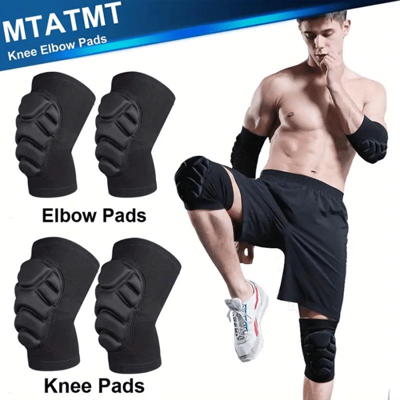 4PCS Knee & Elbow Pads Set for Sports, Thickened EVA Foam, Adjustable Non-Slip Straps, Protective Gear for Volleyball, Basketbal