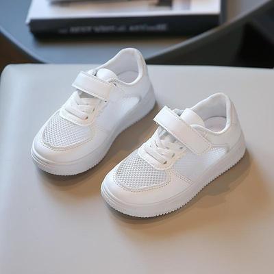 Scarpe bianche piccole per bambini, traspiranti, primaverili ed estive, scarpe sportive bianche multiuso, per studenti delle scuole elementari, scarpe da campus, scarpe in rete per ragazze