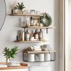 Natural Wood Bathroom Floating Shelves Bathroom Wall Mounted Towel Rack Toilet Paper Holder Home Accessories Garden Set of 4