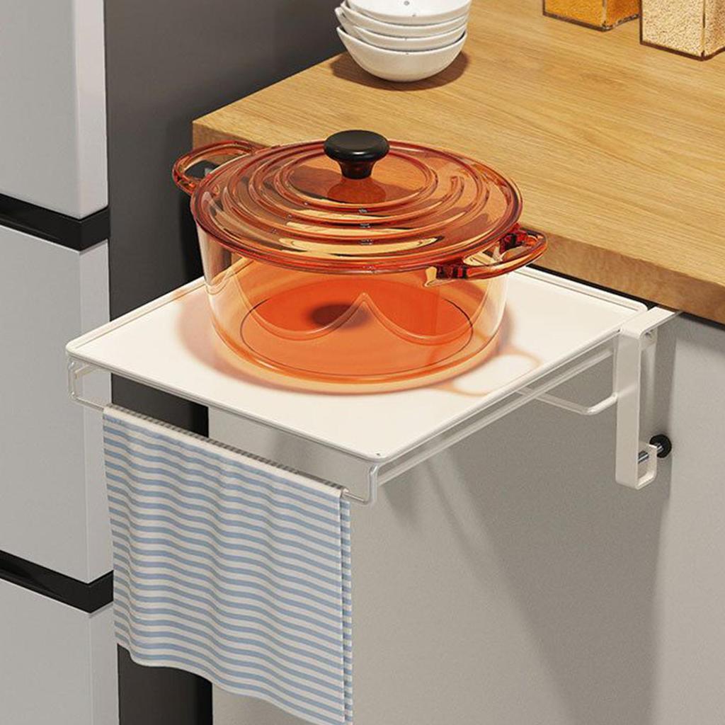Cabinet Door Foldable Countertop Storage Rack Space-Saving Kitchen Shelf With Towel Rack Countertop Cabinet Extension  Storage