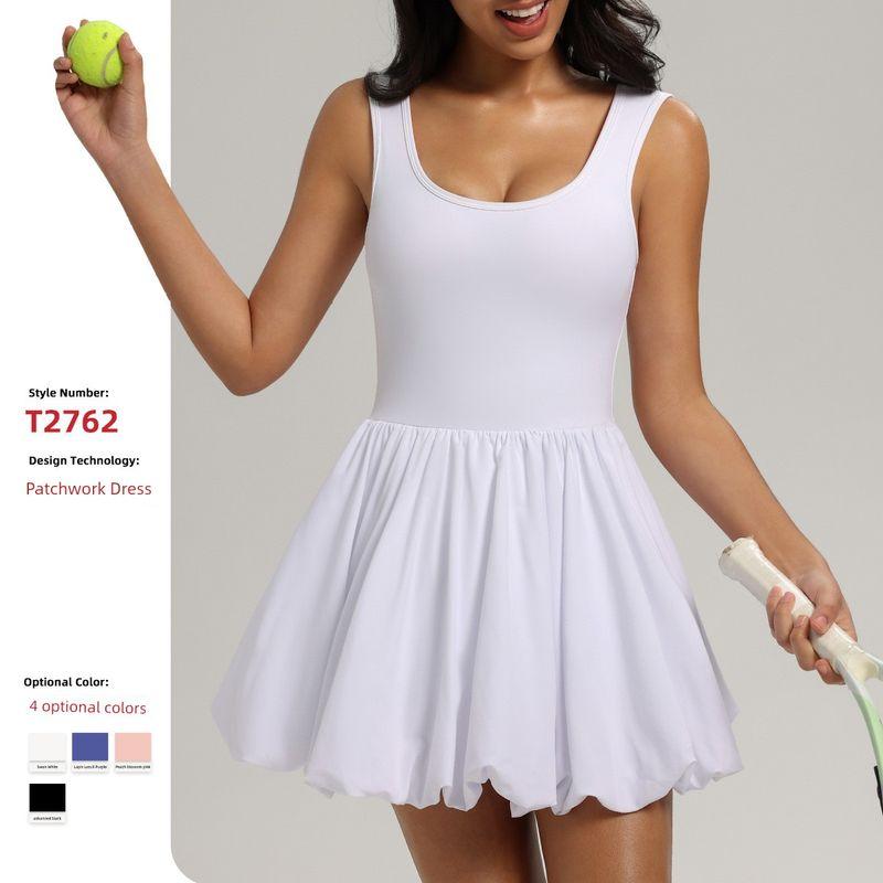 Cross-Border Nude Feel Bare Back Beauty Back Exercise Dress Women's Quick-Drying Fashion Tape Yoga Skirt Outdoor Fitness Tennis Skirt