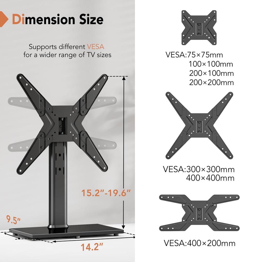 Universal Table Top Pedestal TV Stand Base with Swivel Mount for inches 21-47 HT02B-002