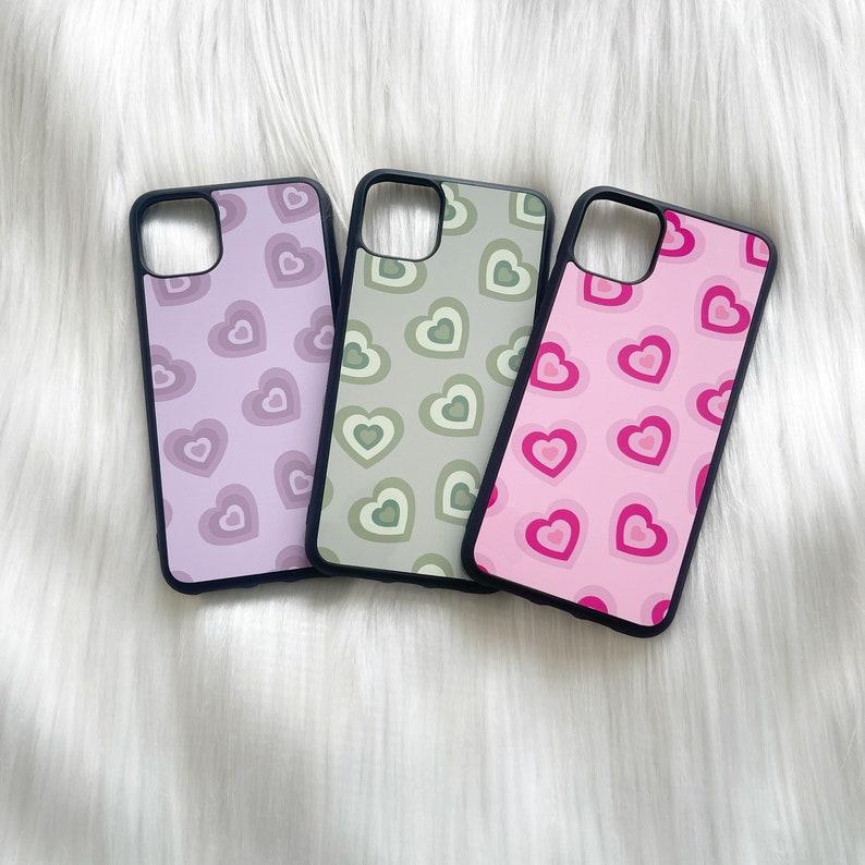 cute Hearts latte Phone Case for iPhone 17 Air 16 16e 15 Plus Max for Apple 13 14 11 12 Pro Max Cover coque fundas iPhone 13 фиолетовый