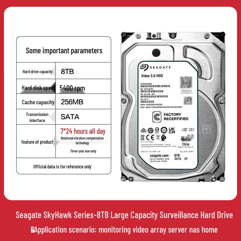 Seagate SkyHawk 8TB Surveillance Hard Drive