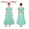 Regency Style Long Dress With Bubble Sleeves In Multiple Colors For Historical Reenactments And Events