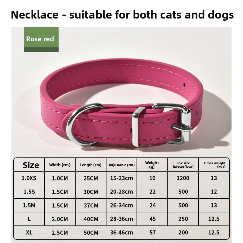 Pet Collar Large Dog Chain Waterproof and Wear-resistant Dog Cat Collar PU Leather Medium and Small Dog Bell Collar