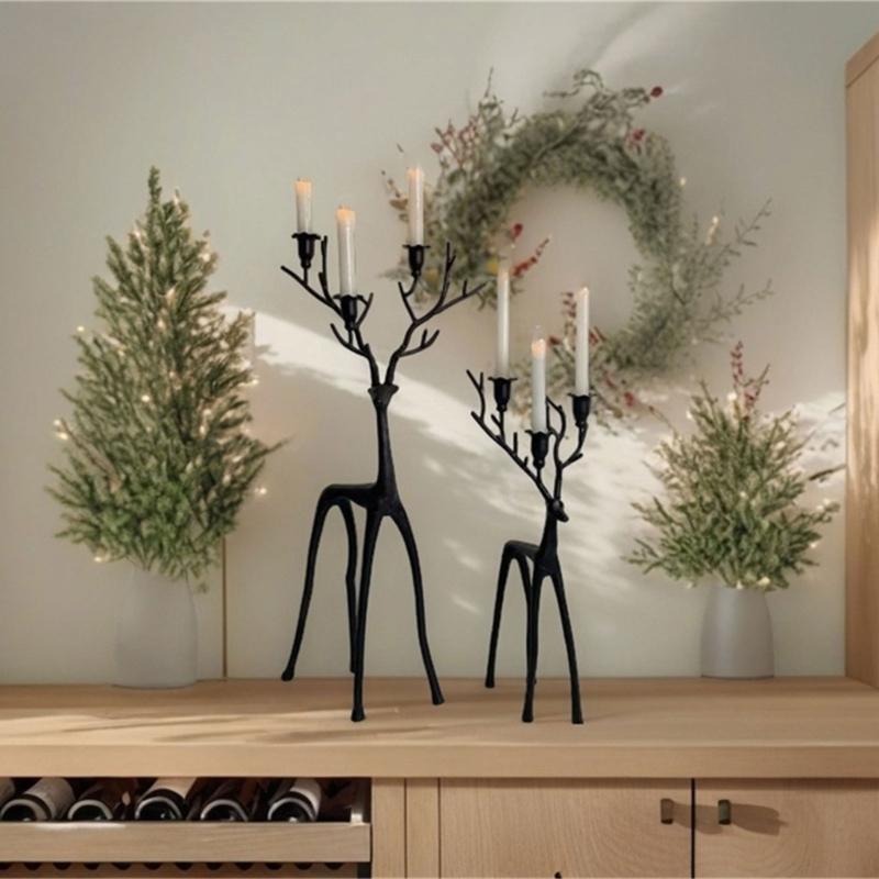 Iron  Deer Candle Stand Multi Functional Table Decoration Holiday Ornaments For Christmas Display