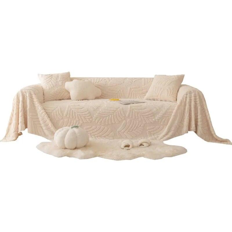 Winter Sofa Cushion Bubble Plush Sofa Cover Cloth Towel New Winter Thickened Warm and Non Slip Plush Cushion