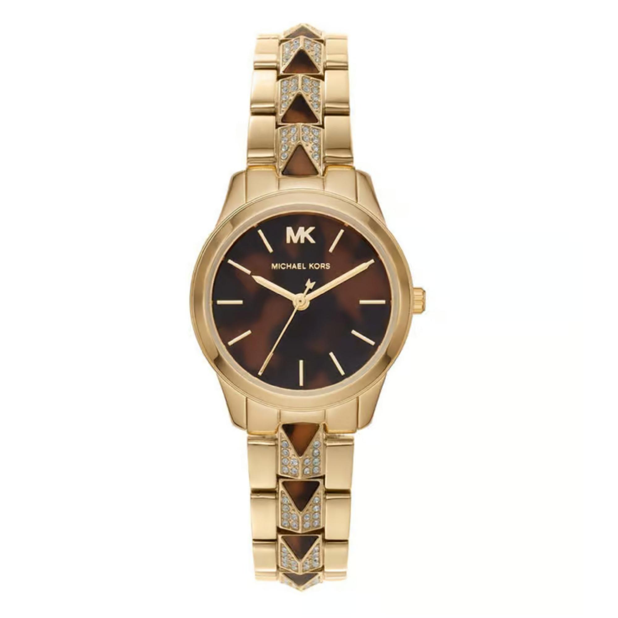 Женские часы Michael Kors Petite Runway Mercer с золотистым покрытием - MK6855 чёрный