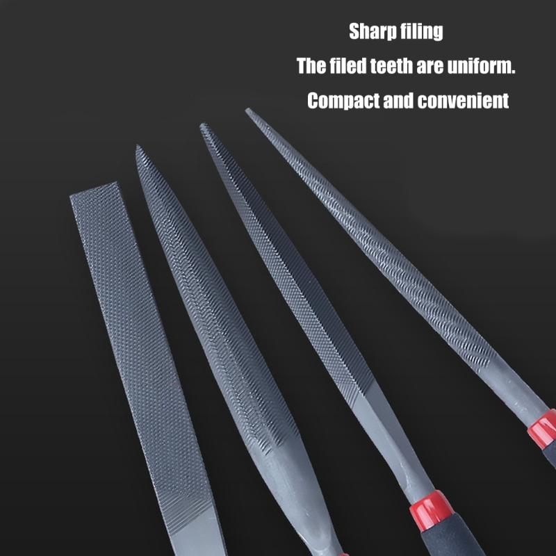 4Pcs Needle File Set Hand Metal Files Strength Steel Include Flat Warding Square