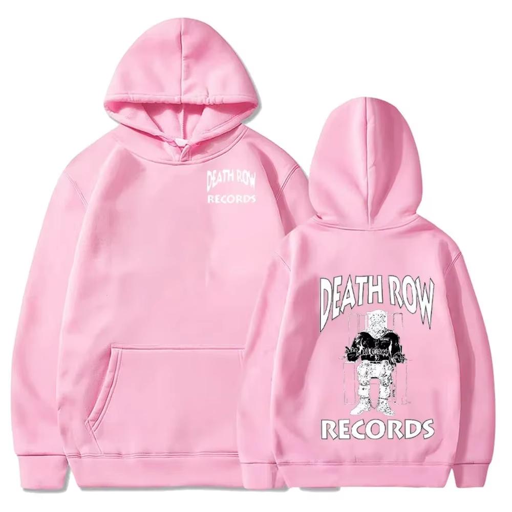 Death Row Records Poster Graphic Print Hoodie Men Women Streetwear Hip Hop Fashion Sweatshirt Oversized Demons Skeleton Brothers in Arms  Pullover