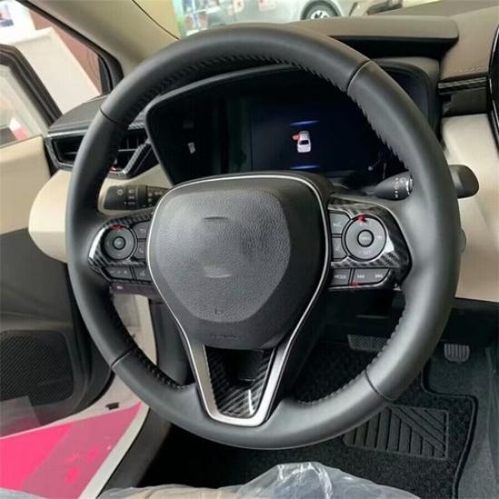 For Toyota Corolla - 3Pcs Carbon Fiber Hatchback Steering Wheel Trim